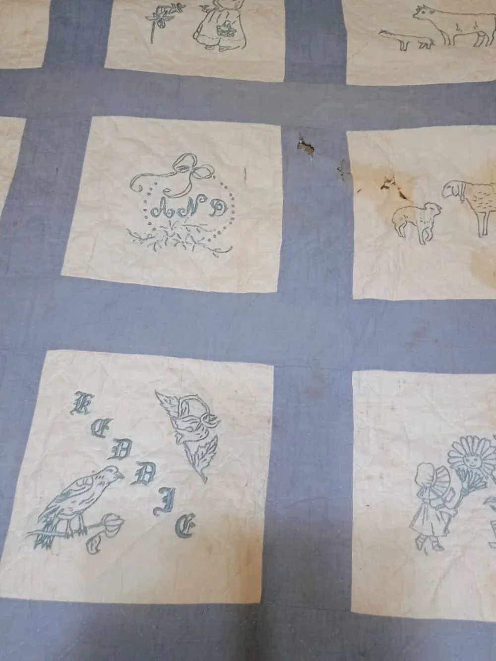 Antique baby boy crib quilt